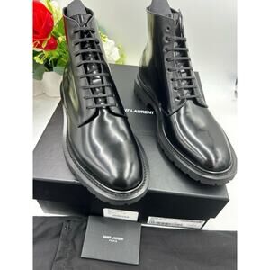 Men's Saint Laurent calfskin leather combat boots size 43/10 US made in Italy